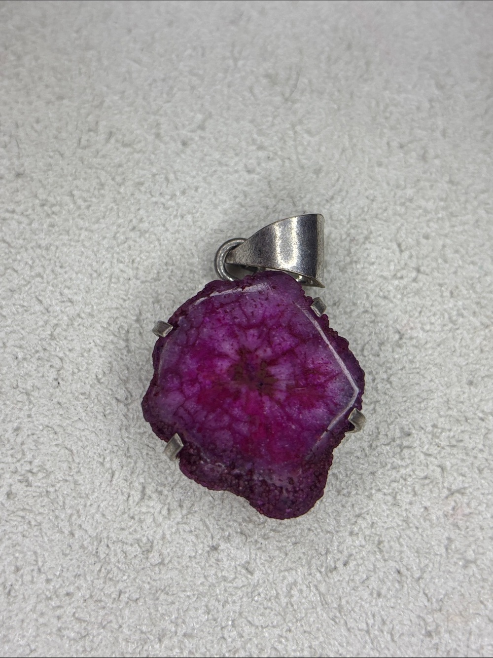 pink solar, quartz, dainty small, 925 silver plated pendant